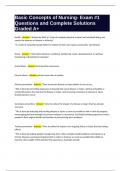 Basic Concepts of Nursing- Exam -1 Questions and Complete Solutions Graded A&plus;