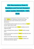 USA Neuroscience Exam II &vert; Questions and Correct Answers &vert; Latest Update 2024&sol;2025 &vert; 100&percnt; PASS