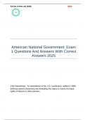 American National Government Exam 1 Questions And Answers With Correct Answers 2025
