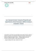 Us Government Honors Final Exam Questions And Answers With Correct Answers 2025