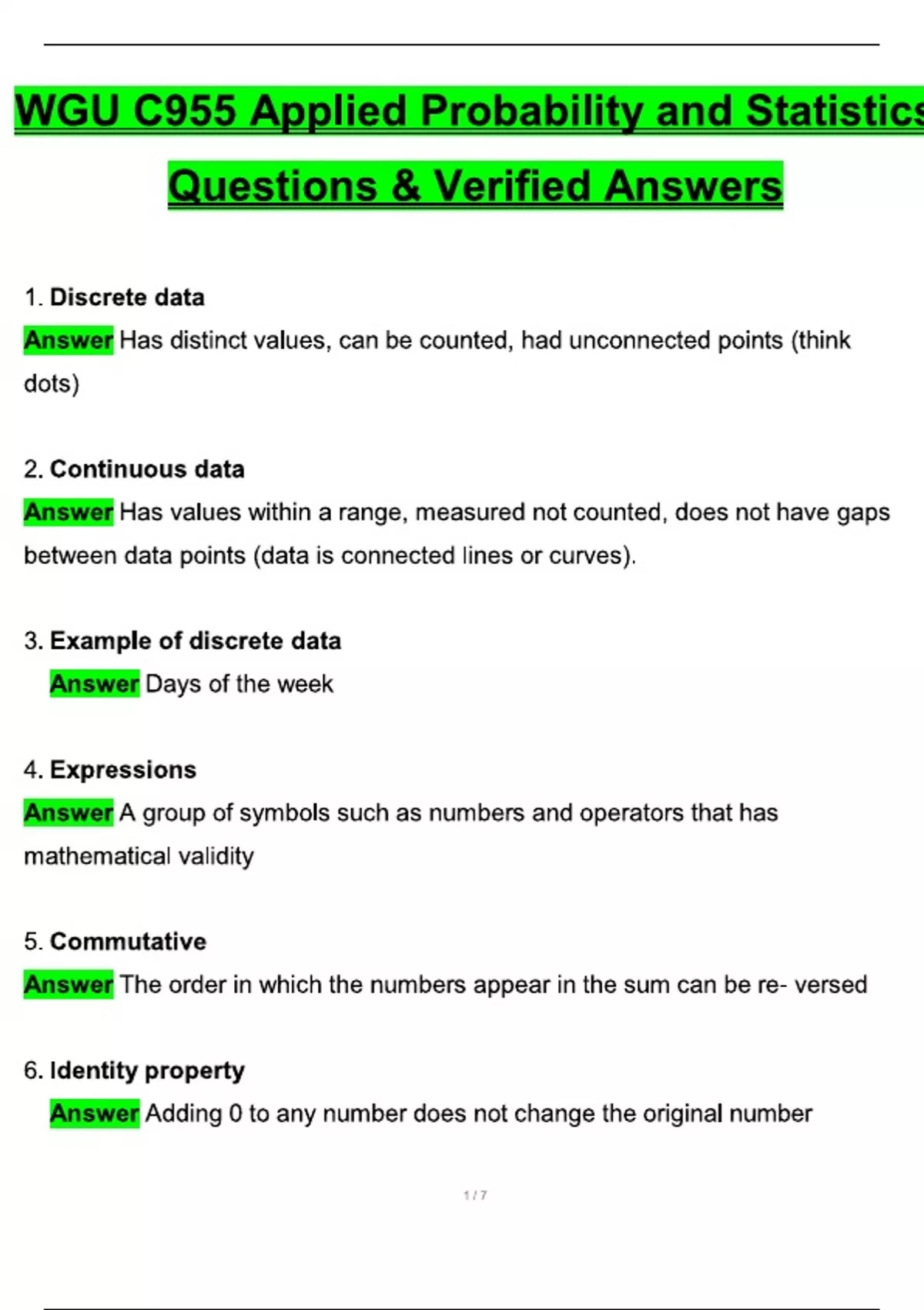 WGU C955 Applied Probability and Statistics Assessment Exam (2025 / ...