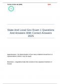 State And Local Gov Exam 1 Questions And Answers With Correct Answers 2025