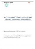 US Government Exam 1 Questions And Answers With Correct Answers 2025