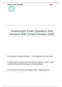 Government Exam Questions And Answers With Correct Answers 2025