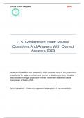 U&period;S&period; Government Exam Questions And Answers With Correct Answers 2025