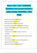 Neuro Test 1 Unit 1 &lpar;USAHS&rpar; &vert; Questions and Correct Answers &vert; Latest Update 2024&sol;2025 &vert; 100&percnt; PASS