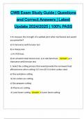 CWB Exam Study Guide &vert; Questions and Correct Answers &vert; Latest Update 2024&sol;2025 &vert; 100&percnt; PASS