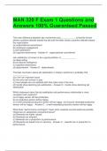MAN 320 F Exam 1 Questions and Answers 100&percnt; Guaranteed Passed