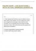 PALMR EXAM &vert; 150 QUESTIONS &vert; WITH ACTUAL ANSWERS GRADED A&plus;