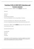 Nutrition NUR 112 REVIEW Questions and Correct Answers