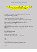 Car Dealer License Test Questions And Answers &lpar;Guaranteed A&plus;&rpar;