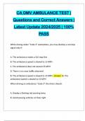 CA DMV AMBULANCE TEST &vert; Questions and Correct Answers &vert; Latest Update 2024&sol;2025 &vert; 100&percnt; PASS