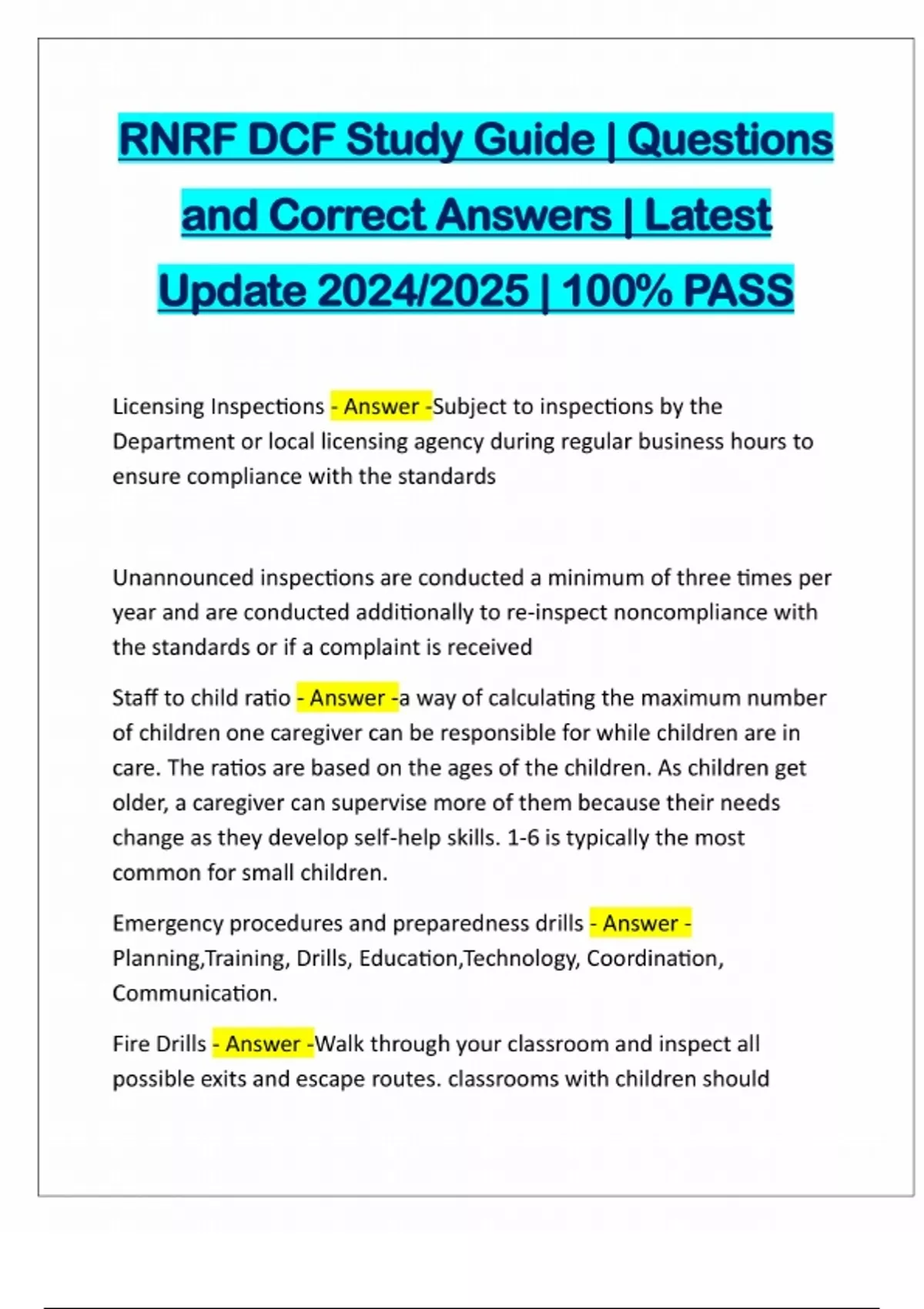 RNRF DCF Study Guide | Questions and Correct Answers | Latest Update ...