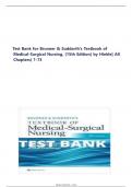 Test Bank for Brunner & Suddarth's Textbook of  Medical-Surgical Nursing&comma; &lbrace;15th Edition&rcub; by Hinkle&vert; All  Chapters&lpar; 1-73