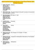 Earth and Environmental Science Final Exam Review with Verified Answers