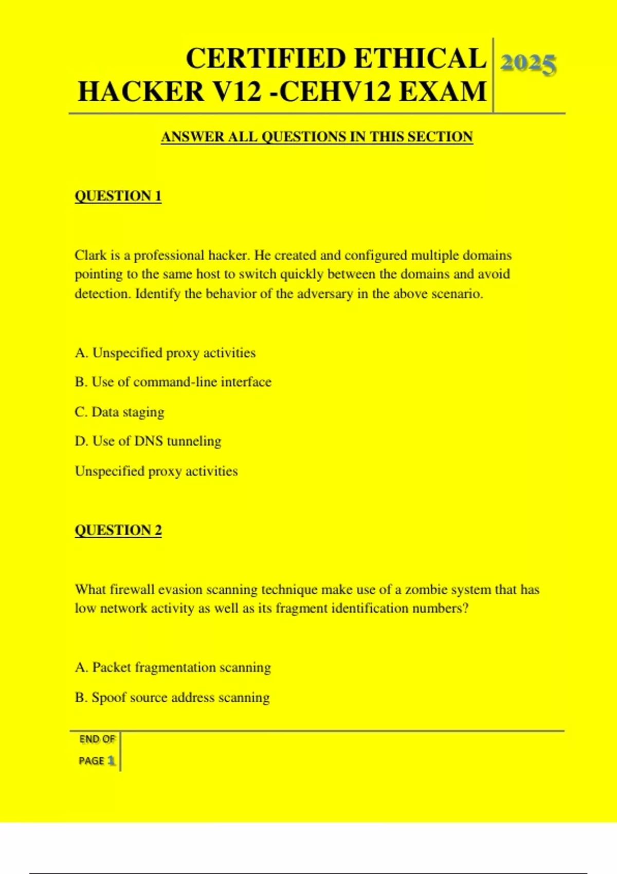 CERTIFIED ETHICAL HACKER V12 -CEHV12 EXAM QUESTIONS AND ANSWERS 2025 ...