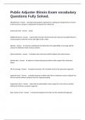 Public Adjuster Illinois Exam vocabulary Questions Fully Solved&period;