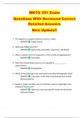 MKTG 351 Exam   Questions With Reviewed Correct  Detailed Answers   New Update&excl;&excl; 