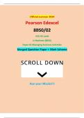 Official summer 2024 Pearson Edexcel 8BS0&sol;02 GCE AS Level In Business &lpar;8BS0&rpar; Paper 02 Managing Business Activities Merged Question Paper &plus; Mark Scheme