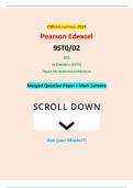 Official summer 2024 Pearson Edexcel 9ST0&sol;02 GCE In Statistics &lpar;9ST0&rpar; Paper 02&colon; Statistical Inference Merged Question Paper &plus; Mark Scheme