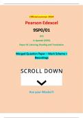 Official summer 2024 Pearson Edexcel 9SP0&sol;01 GCE In Spanish &lpar;9SP0&rpar; Paper 01 Listening&comma; Reading and Translation Merged Question Paper &plus; Mark Scheme &plus; Recordings