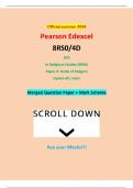 Official summer 2024 Pearson Edexcel 8RS0&sol;4D GCE In Religious Studies &lpar;8RS0&rpar; Paper 4&colon; Study of Religion Option 4D&colon; Islam Merged Question Paper &plus; Mark Scheme
