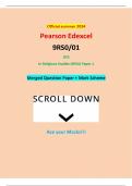 Official summer 2024 Pearson Edexcel 9RS0&sol;01 GCE In Religious Studies &lpar;9RS0&rpar; Paper 1 Merged Question Paper &plus; Mark Scheme