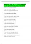 BMW TECHNICAL CLASS NUMBERS EXAM QUESTIONS AND ANSWERS