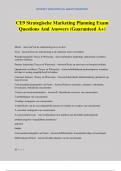 CE9 Strategische Marketing Planning Exam Questions And Answers &lpar;Guaranteed A&plus;&rpar;