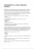 GEOGRAPHY A LEVEL EDEXCEL EXAM WITH CORRECT ANSWERS 2025