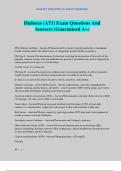Diabetes &lpar;ATI&rpar; Exam Questions And Answers &lpar;Guaranteed A&plus;&rpar;