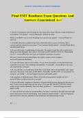 Final EMT Readiness Exam Questions And Answers &lpar;Guaranteed A&plus;&rpar;