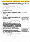 Women's Health Care Final Exam with Verified Answers