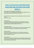 HNSC 1210 &lpar;Nutrition&rpar; MIDTERM EXAM  QUESTIONS AND ACCURATE SOLUTIONS  RATED A&period;