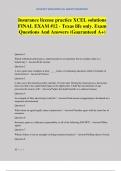 Insurance license practice XCEL solutions FINAL EXAM &num;12 - Texas life only&period; Exam Questions And Answers &lpar;Guaranteed A&plus;&rpar;