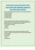 NUTRITION &lpar;Evolve&rpar; REVISION STUDY  QUESTIONS AND ANSWERS COMPLETE  ACCURATE AND VERIFIED&period;