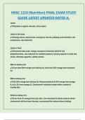 HNSC 1210 &lpar;Nutrition&rpar; FINAL EXAM STUDY  GUIDE LATEST UPDATED RATED A&period;