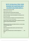 NUTR 110 &lpar;Nutrition&rpar; FINAL EXAM  REVISION TEST QUESTIONS WITH  ACCURATE SOLUTIONS RATED A&period;