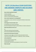 NUTR 110 &lpar;Nutrition&rpar; EXAM QUESTIONS  AND ANSWERS COMPLETE AND ACCURATE  100&percnt; VERIFIED&period;