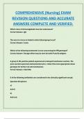 COMPREHENSIVE &lpar;Nursing&rpar; EXAM  REVISION QUESTIONS AND ACCURATE  ANSWERS COMPLETE AND VERIFIED&period;