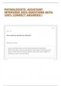 PATHOLOGISTS' ASSISTANT INTERVIEW 2025 QUESTIONS WITH 100&percnt; CORRECT ANSWERS&excl;&excl;