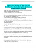 Inspection Mechanic Training and Certification Exam Complete Questions And Answers &vert; Solved