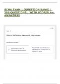 SCMA EXAM 1 &lpar;QUESTION BANK&rpar; &vert; 386 QUESTIONS &vert; WITH SCORED A&plus; ANSWERS&excl;&excl;