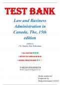 The Law and Business Administration in Canada&comma; 15th Edition &ndash; Smyth&comma; Soberman&comma; Easson & McGill &ndash; Full Test Bank with Multiple Choice&comma; True&sol;False&comma; and Essay Questions