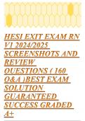 HESI EXIT EXAM RN V1 2024&sol;2025 SCREENSHOTS AND REVIEW QUESTIONS &lpar; 160 Q&A &rpar;BEST EXAM SOLUTION GUARANTEED SUCCESS GRADED A&plus;