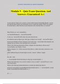 Modulo 9 &ndash; Quiz Exam Questions And Answers &lpar;Guaranteed A&plus;&rpar;