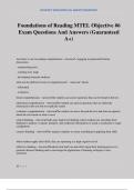 Foundations of Reading MTEL Objective &num;6 Exam Questions And Answers &lpar;Guaranteed A&plus;&rpar;