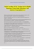 North Carolina XCEL Testing Life & Health Insurance Exam Study Questions And Answers &lpar;Guaranteed A&plus;&rpar;