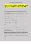 North Carolina Life and Health Final Exam Questions And Answers &lpar;Guaranteed A&plus;&rpar;
