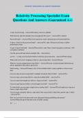 Relativity Processing Specialist Exam Questions And Answers &lpar;Guaranteed A&plus;&rpar;